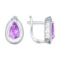 Серьги из серебра с аметистами и фианитами