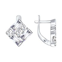 Серьги из серебра с фианитами