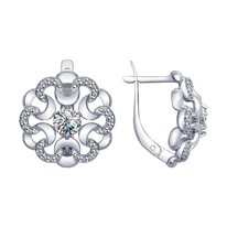 Серьги из серебра с фианитами