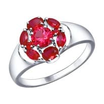 Кольцо из серебра с корундами рубиновыми (синт.)