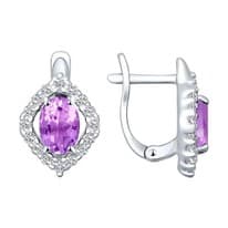 Серьги из серебра с аметистами и фианитами