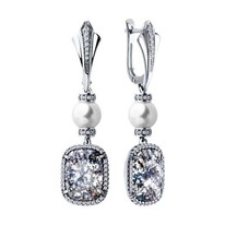 Серьги с жемчугом и кристаллами Swarovski 
