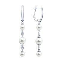 Серьги из серебра с жемчугом Swarovski и фианитами
