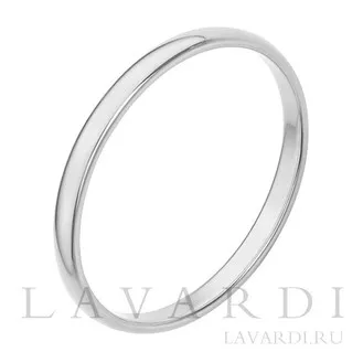 Обручальное кольцо из белого золота 2 мм 22.5 размер