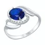 Кольцо из серебра с бесцветными и синим фианитами 94012246 - превью