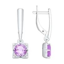 Серьги из серебра с аметистами и фианитами