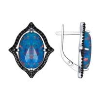 Серьги из серебра с чёрными фианитами