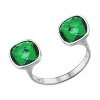 Кольцо из серебра с зелеными кристаллами Swarovski
