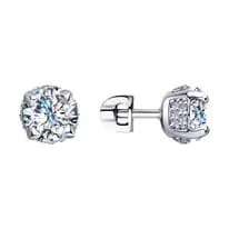 Серьги из серебра с фианитами