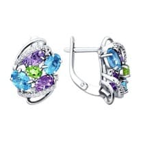Серьги из серебра с миксом камней
