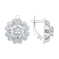 Серьги из серебра с горным хрусталем и фианитами