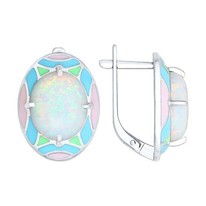 Серьги из серебра с эмалью с опалами
