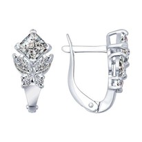 Серьги из серебра с фианитами