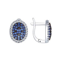 Серьги из серебра с синими фианитами