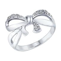 Серебряное кольцо с фианитами в виде бантика
