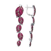 Серьги из серебра «Листья» с фианитами