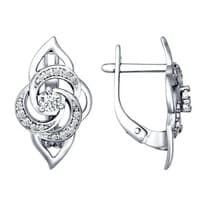 Серьги из серебра с фианитами