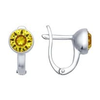 Серьги из серебра с жёлтыми кристаллами swarovski