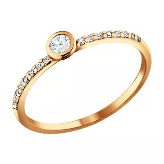 Серебряное золоченое кольцо с фианитами 93010162