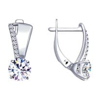 Серьги из серебра с фианитами