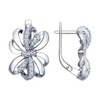 Серьги из серебра с фианитами