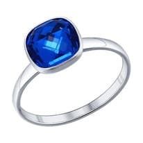 Кольцо из серебра с синим кристаллом swarovski