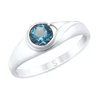 Кольцо из серебра с синим топазом 92011662