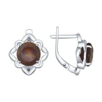 Серьги из серебра с раухтопазами