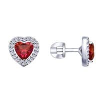 Серьги из серебра с бесцветными и красными Swarovski Zirconia