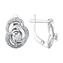Серьги из серебра с фианитами