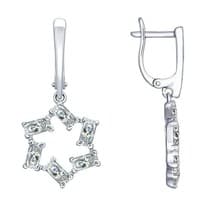 Серьги-звездочки из серебра с фианитами