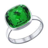 Кольцо из серебра с зелёным кристаллом swarovski